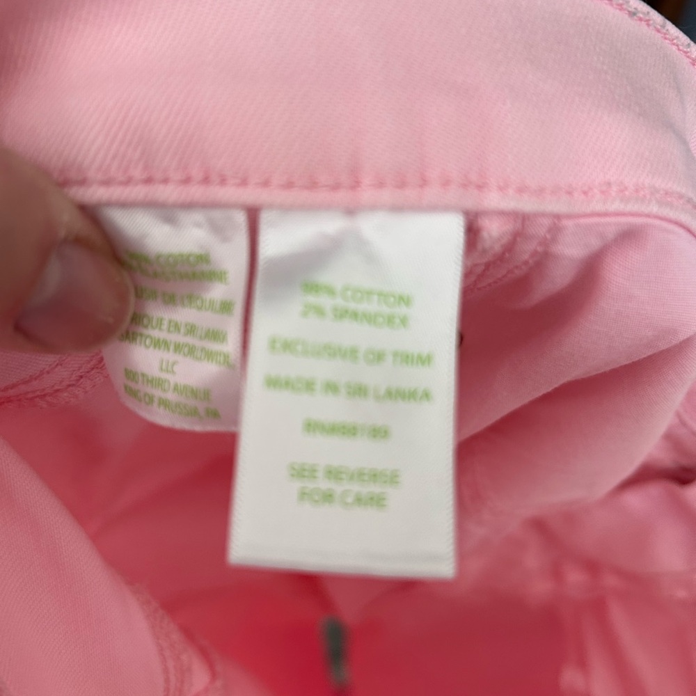 Lilly Pulitzer Pale Pink High Rise Raw Hem Ankle 27” Inseam Jeans Sz 6 - Picture 3 of 5